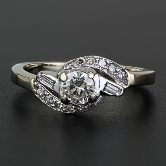 14K White Gold Solitaire Diamond Anniversary Bridal Engagement Wedding Ring